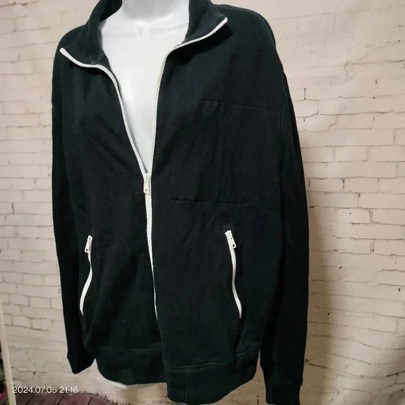 J. Crew Dark blue White trim size Medium Jacket pockets Cotton Unisex - Picture 2 of 9